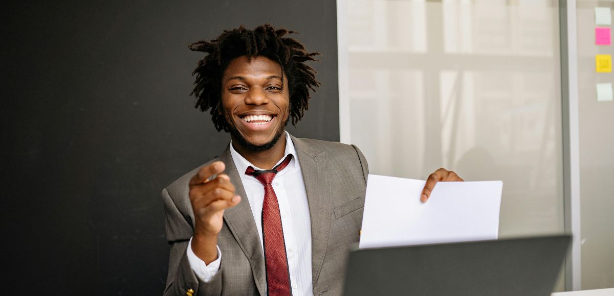 A professional climbing the career ladder step by step toward achievement